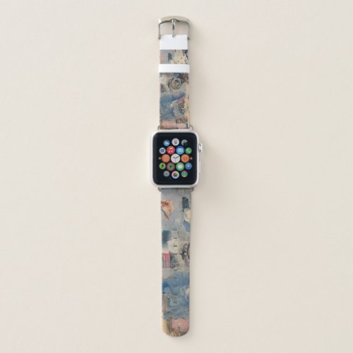 Blue, pink and black abstract apple watch band