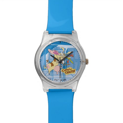 Cow and Chicken Hug Graphic Watch