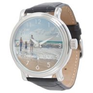 Custom family photo text watch white