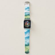 Mountains landscape. Watercolor illustration. Apple Watch Band