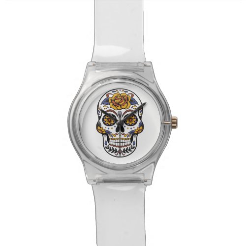 Rose Mexican Sugar Skull Day of the Dead Wrist Watch