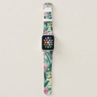 seamless floral tropical pattern with hibiscus and apple watch band