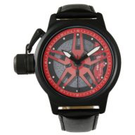 Sporty Red Wheels Rims Racing Design Watch