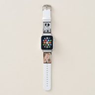 Two Custom Photos with Black Borders on White Apple Watch Band
