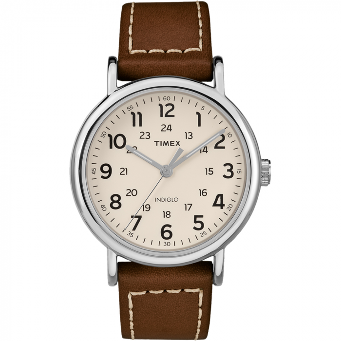 Timex WeekenderA(R) 2-Piece Leather Strap Watch – Cream