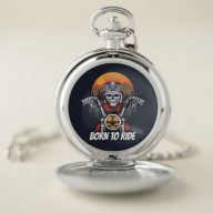 Colorful Luxury Biker Skull  Pocket Watch