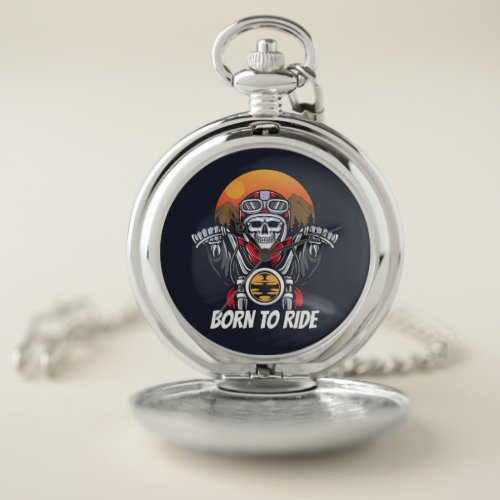 Colorful Luxury Biker Skull  Pocket Watch