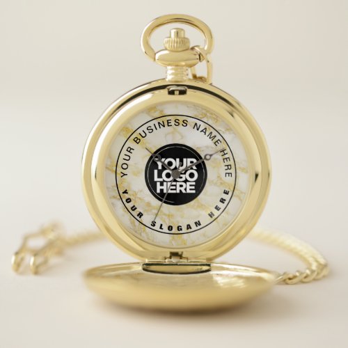 Custom logo and text professional golden marble pocket watch