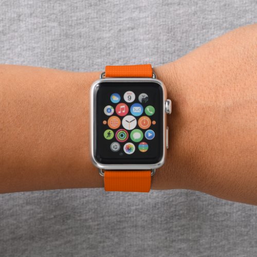 Modern Orange Checkered Pattern White Monogrammed Apple Watch Band