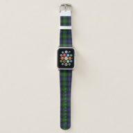 Navy Blue &amp; Green Plaid Tartan Apple Watch Band