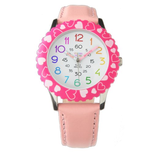 Pink Sport Watch for Girls Labeled Hands