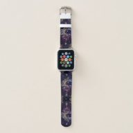 Purple Black Gold Moon Art Stars Custom Beautiful Apple Watch Band