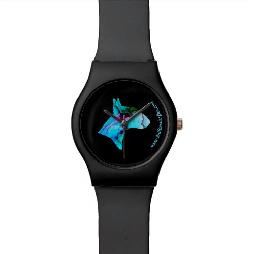 Stylish Bull Terrier watercolor silhouette watch