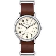 Timex WeekenderA(R) Slip-Thru – Brown Leather Strap