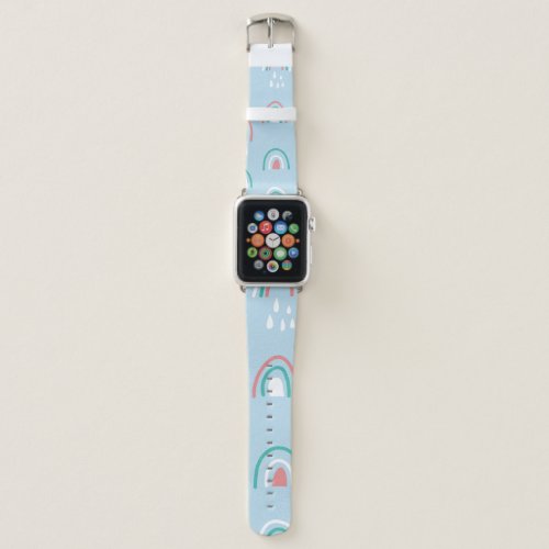 Bohemian hand drawn seamless pattern with rainbow  apple watch band
