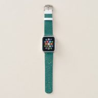 Elegant Confetti Space – Teal Green &amp; Gold,Silver Apple Watch Band