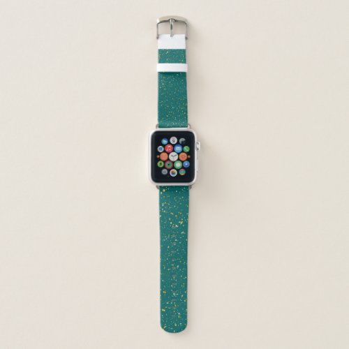 Elegant Confetti Space – Teal Green &amp; Gold,Silver Apple Watch Band