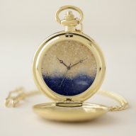 Gold and Blue Glitter Ombre Luxury Design Pocket Watch
