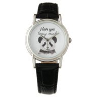Modern I Love You Beary Much Black And White Panda Watch