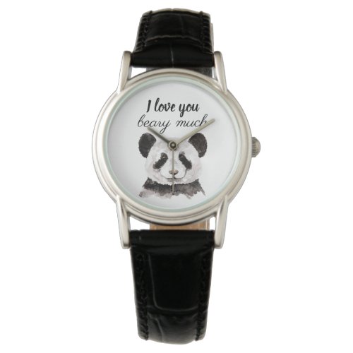 Modern I Love You Beary Much Black And White Panda Watch