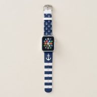 Nautical Anchor and Stripes Monogram Apple Watch Band