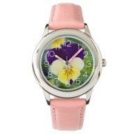 Purple White Pansy Watch