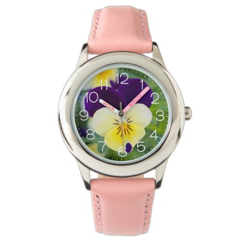Purple White Pansy Watch