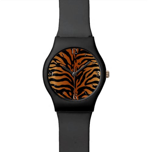Tiger Stripes Animal Print, Amber, Black and Tan Watch