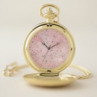 Blush and gold marble terrazzo design pocket watch