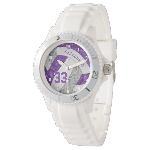 girly purple gray custom sports volleyball watch