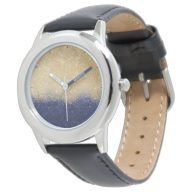 Gold and Blue Glitter Ombre Luxury Design Watch