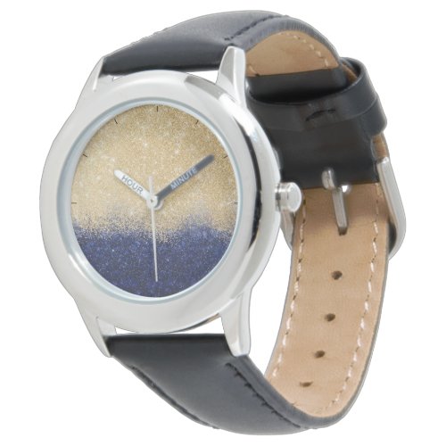 Gold and Blue Glitter Ombre Luxury Design Watch