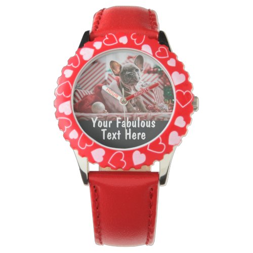 Personalized Photo and Text Hearts Watch