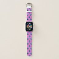 Pink Grover Face Pattern Apple Watch Band