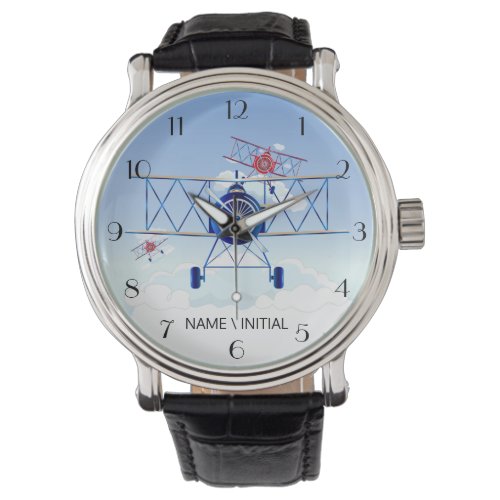 Vintage Airplane Airforce Aviator Pilot Airshow Watch