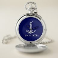 Vintage Nautical Anchor Rope Your Text Here Pocket Watch