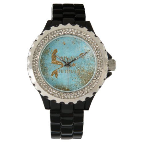 Always be a mermaid- gold glitter mermaid vision watch