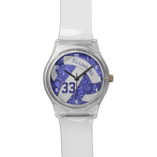 blue white sporty custom girly volleyball watch