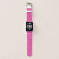 Chic Trendy Fuchsia Pink Monogram Cute Apple Watch Band