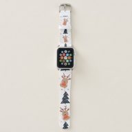 Christmas seamless pattern with reindeer and Chris Apple Watch Band