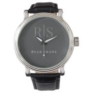 DIY Grey Monogram &amp; White Name on Dark Grey Watch