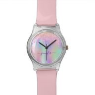 Holographic unicorn glitter rainbow monogram watch