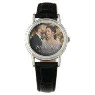 Modern Elegant Newly Wed Wedding Photo Anniversary Watch