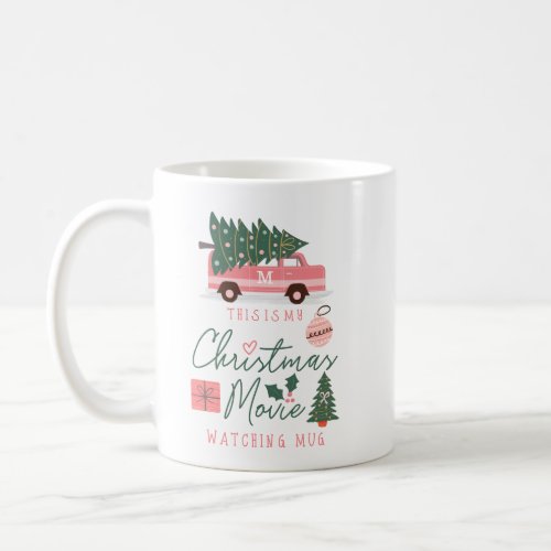 My Christmas Movie Watching Mug Pink Retro Van