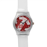 red white sporty custom girly volleyball watch