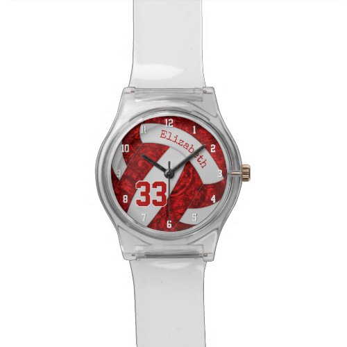red white sporty custom girly volleyball watch