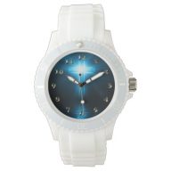 Christian Cross in Blue Light Watch