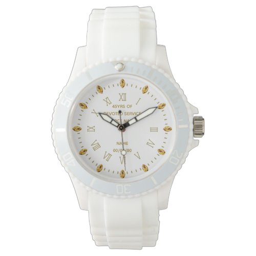 Custom NURSE Retirement Watch Gold White Elegant