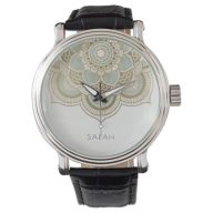 Elegant Ornate Gold Foil Teal Turquoise Mandala Watch