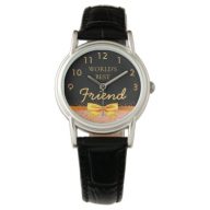 Friend black gold bow elegant watch